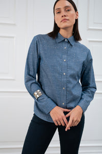 Pieszak Jeans PD-Becca Denim Studs Shirt Shirts & Blouses 51 Denim Blue