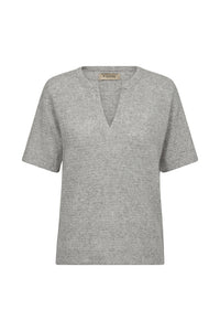 Pieszak Jeans PD-Billie 2/4 Sleeve Split Neck Knit Knitwear 812 Light Grey Melange