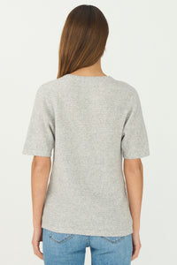 Pieszak Jeans PD-Billie 2/4 Sleeve Split Neck Knit Knitwear 812 Light Grey Melange