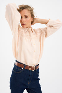Pieszak Jeans PD-Cassandra New Pintuck Velvet Shirt Shirts & Blouses 05 Champagne