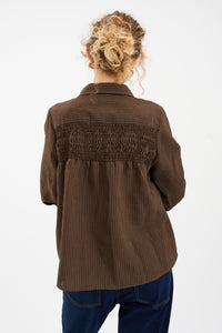 Pieszak Jeans PD-Cassandra New Pintuck Velvet Shirt Shirts & Blouses 768 Black Coffee
