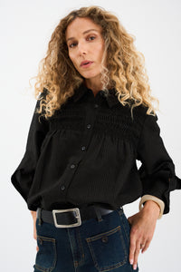 Pieszak Jeans PD-Cassandra New Pintuck Velvet Shirt Shirts & Blouses 9 Black