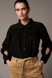 Pieszak Jeans PD-Cassandra New Pintuck Velvet Shirt Shirts & Blouses 9 Black