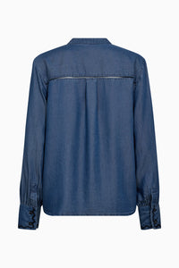 Pieszak Jeans PD-Celika Emb. Denim Shirt Shirts & Blouses 526 Mid Dark Denim