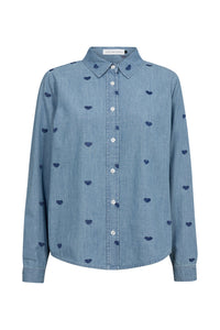 Pieszak Jeans PD-Francesca Denim Heart Emb. Shirt Shirts & Blouses 512 Chambrey Blue
