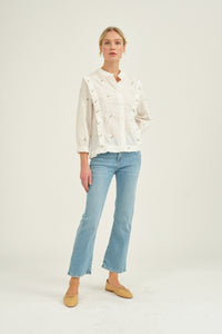 Pieszak Jeans PD-Francesca Flower Emb. Shirt Shirts & Blouses 01 White