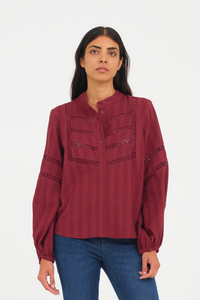 Pieszak Jeans PD-Frida Lace Blouse Shirts & Blouses 368 Rasin Red
