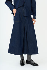 Pieszak Jeans PD-Harper Chambrey Pleat Skirt Skirt 510 Rinse Denim