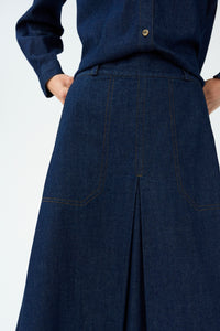 Pieszak Jeans PD-Harper Chambrey Pleat Skirt Skirt 510 Rinse Denim