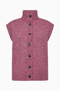 Pieszak Jeans PD-Holly Button High Neck Knit Knitwear 32 Berry Glow