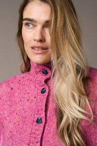 Pieszak Jeans PD-Holly Button High Neck Knit Knitwear 32 Berry Glow