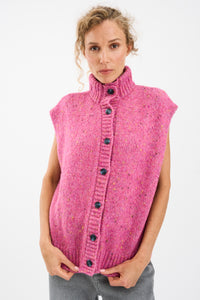 Pieszak Jeans PD-Holly Button High Neck Knit Knitwear 32 Berry Glow