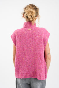 Pieszak Jeans PD-Holly Button High Neck Knit Knitwear 32 Berry Glow