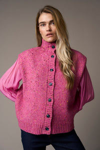 Pieszak Jeans PD-Holly Button High Neck Knit Knitwear 32 Berry Glow