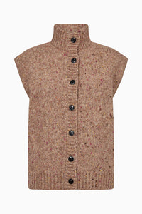 Pieszak Jeans PD-Holly Button High Neck Knit Knitwear 717 Lead Brown