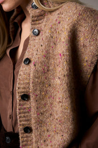 Pieszak Jeans PD-Holly Button High Neck Knit Knitwear 717 Lead Brown