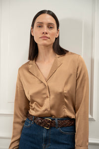 Pieszak Jeans PD-Iris Satin Shirt Shirts & Blouses 76 camel