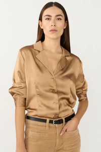 Pieszak Jeans PD-Iris Satin Shirt Shirts & Blouses 76 camel