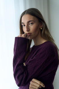 Pieszak Jeans PD-Jasmin O-Neck Knit Knitwear 360 Grape Nectar