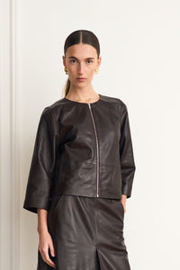Pieszak Jeans PD-Lanni Leather 3/4 Sleeve Jacket Leather 768 Black Coffee
