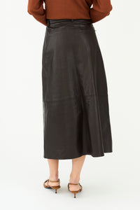 Pieszak Jeans PD-Lanni Leather Pleat Skirt Leather 768 Black Coffee