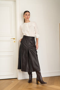 Pieszak Jeans PD-Lanni Leather Pleat Skirt Leather 768 Black Coffee