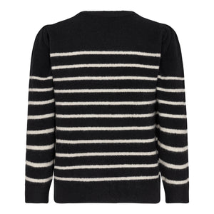 Pieszak Jeans PD-Lauren 3/4 Striped Knit Knitwear 9 Black