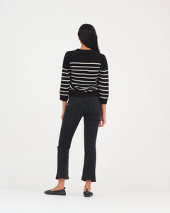 Pieszak Jeans PD-Lauren 3/4 Striped Knit Knitwear 9 Black