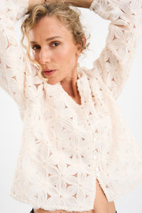 Pieszak Jeans PD-Lexie 3D Chiffon Cardigan Shirts & Blouses 020 White Pearl