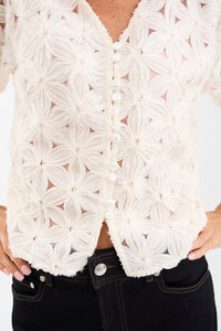 Pieszak Jeans PD-Lexie 3D Chiffon Cardigan Shirts & Blouses 020 White Pearl