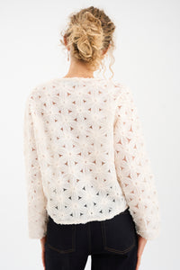 Pieszak Jeans PD-Lexie 3D Chiffon Cardigan Shirts & Blouses 020 White Pearl