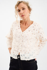 Pieszak Jeans PD-Lexie 3D Chiffon Cardigan Shirts & Blouses 020 White Pearl