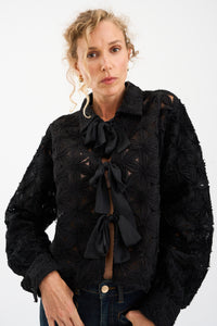 Pieszak Jeans PD-Lexie 3D Chiffon Tie jacket Shirts & Blouses 9 Black