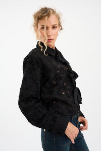 Pieszak Jeans PD-Lexie 3D Chiffon Tie jacket Shirts & Blouses 9 Black