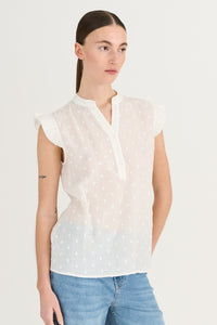 Pieszak Jeans PD-Mabel Dobby Dot SL Shirt Shirts & Blouses 01 White