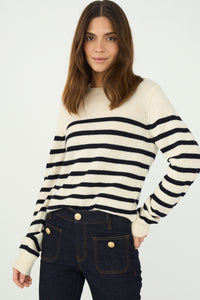 Pieszak Jeans PD-Manilla Stripe Knit Knitwear 904 White Pearl / Navy