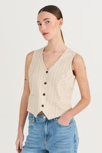 Pieszak Jeans PD-Nadine Pinstripe Linen Vest Vest 00 Stripe