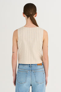 Pieszak Jeans PD-Nadine Pinstripe Linen Vest Vest 00 Stripe