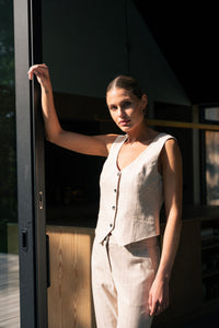 Pieszak Jeans PD-Nadine Pinstripe Linen Vest Vest 00 Stripe