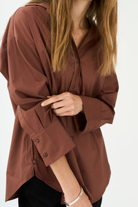 Pieszak Jeans PD-Nyla Poplin Shirt Shirts & Blouses 71 Warm brown