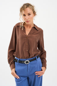 Pieszak Jeans PD-Percy Silk Shirt Shirts & Blouses 71 Warm brown