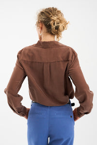 Pieszak Jeans PD-Percy Silk Shirt Shirts & Blouses 71 Warm brown