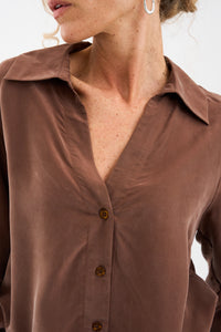 Pieszak Jeans PD-Percy Silk Shirt Shirts & Blouses 71 Warm brown