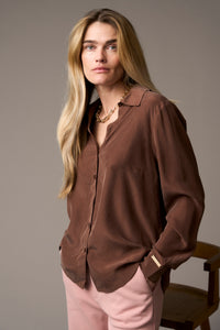 Pieszak Jeans PD-Percy Silk Shirt Shirts & Blouses 71 Warm brown