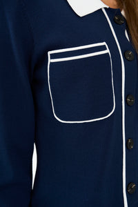 Pieszak Jeans PD-Vigga LS Contrast Polo Knit Knitwear 585 Midnight Navy