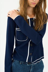 Pieszak Jeans PD-Vigga LS Contrast Polo Knit Knitwear 585 Midnight Navy