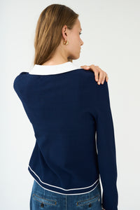 Pieszak Jeans PD-Vigga LS Contrast Polo Knit Knitwear 585 Midnight Navy