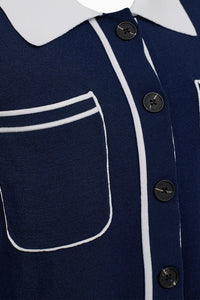 Pieszak Jeans PD-Vigga LS Contrast Polo Knit Knitwear 585 Midnight Navy