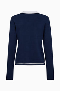 Pieszak Jeans PD-Vigga LS Contrast Polo Knit Knitwear 585 Midnight Navy
