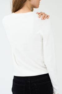 Pieszak Jeans PD-Vigga LS O-Neck Knit Knitwear 020 White Pearl